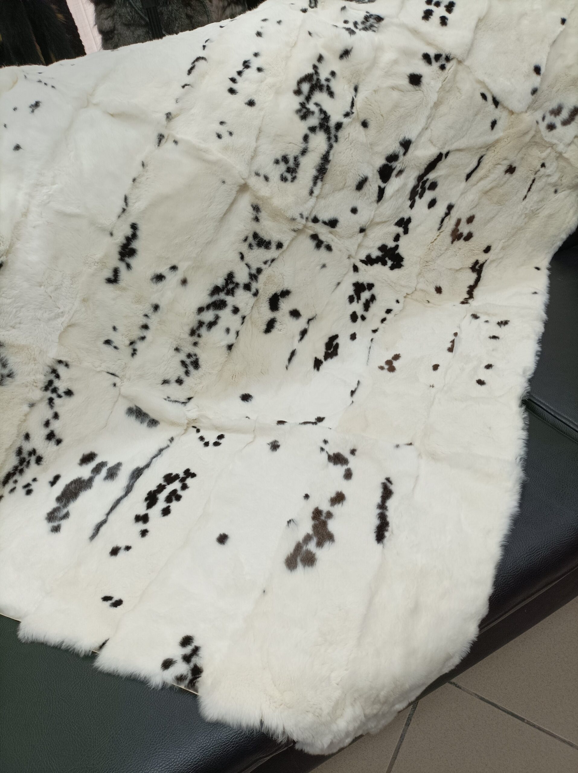 Real Rex rabbit fur blanket throw, natural color, Home warmer - Image 5