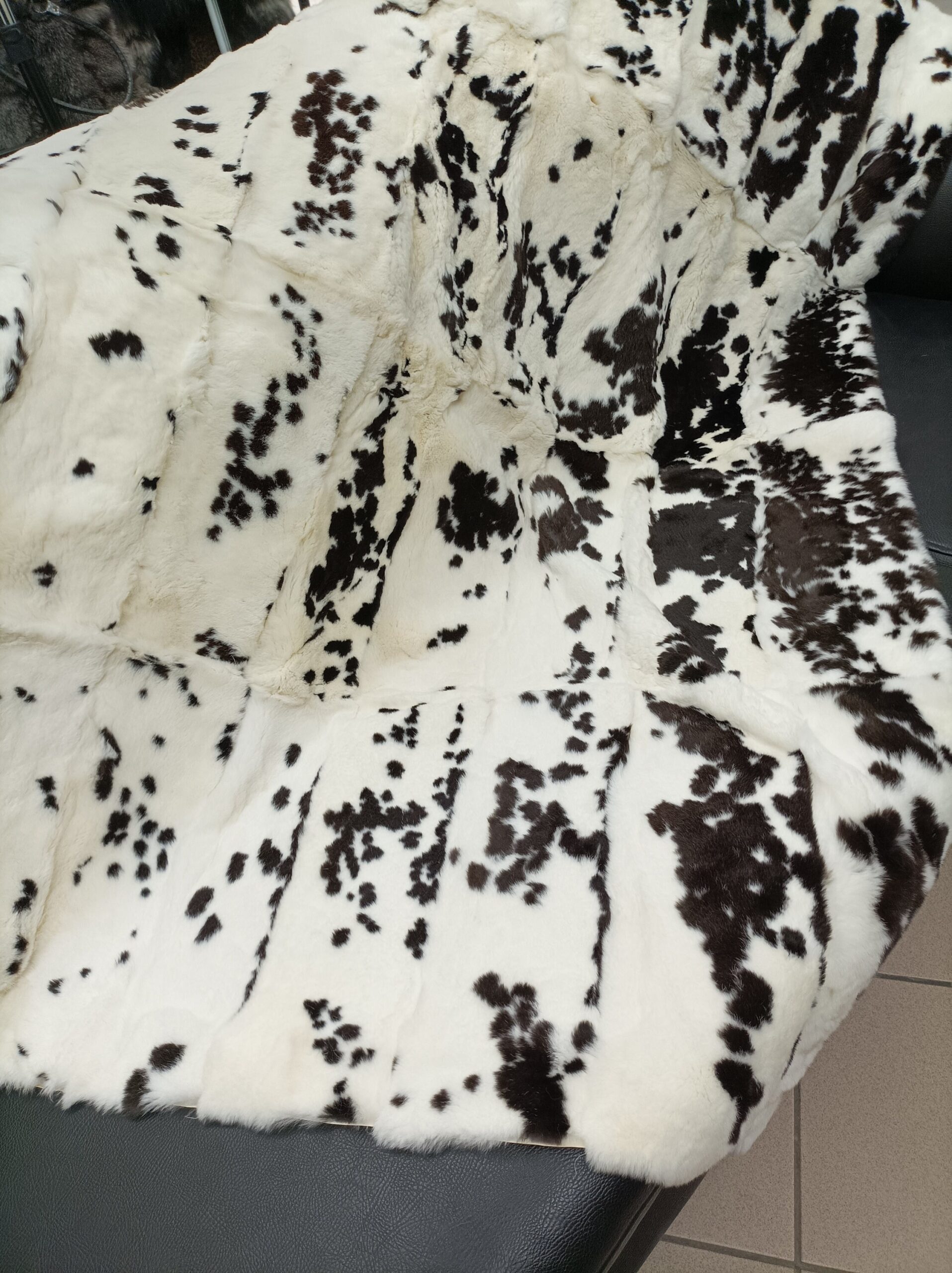 Real Rex rabbit fur blanket throw, natural color, Home warmer - Image 3