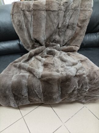 Real Rex rabbit fur blanket throw, natural color, Home warmer