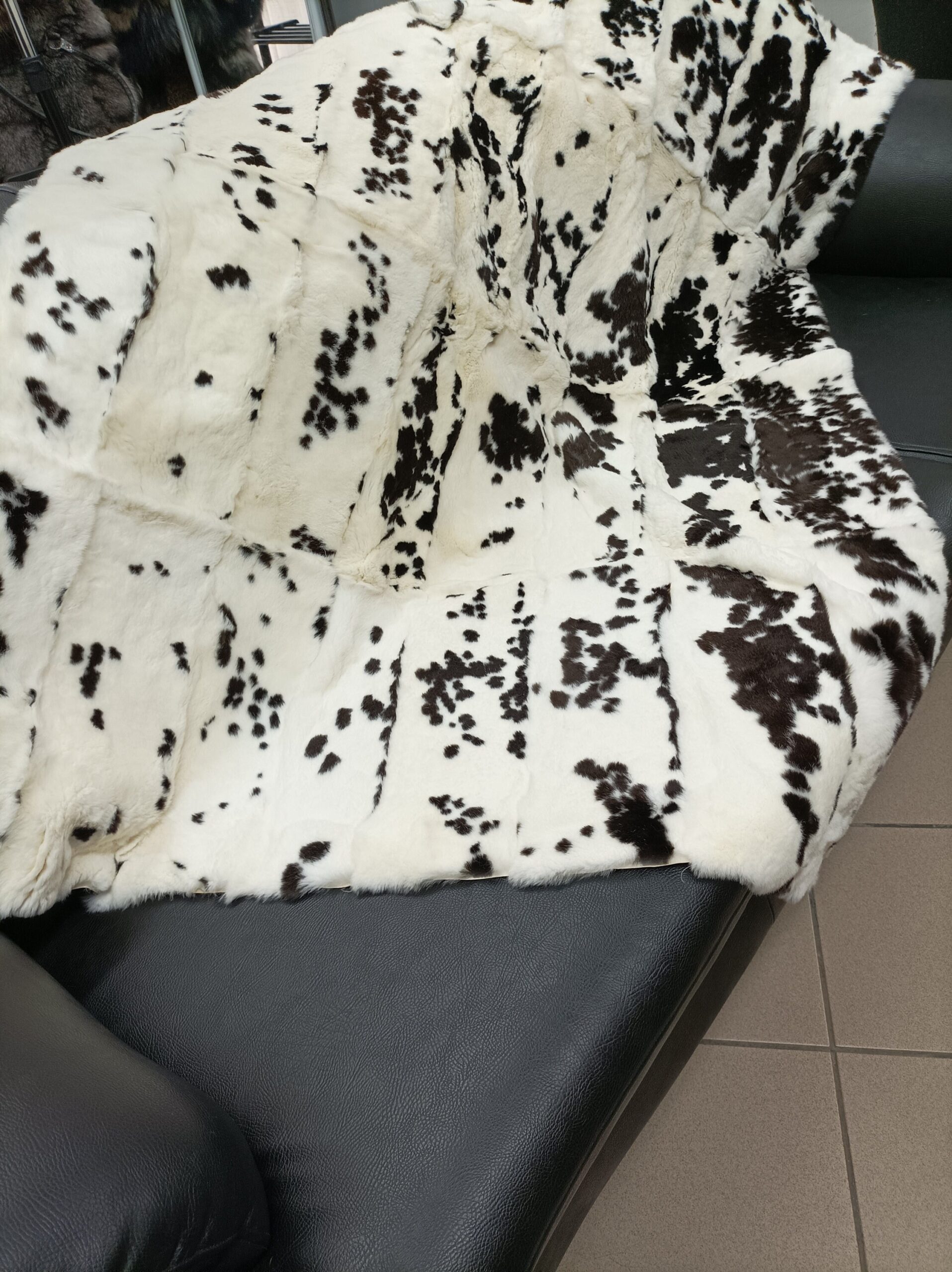 Real Rex rabbit fur blanket throw, natural color, Home warmer - Image 4