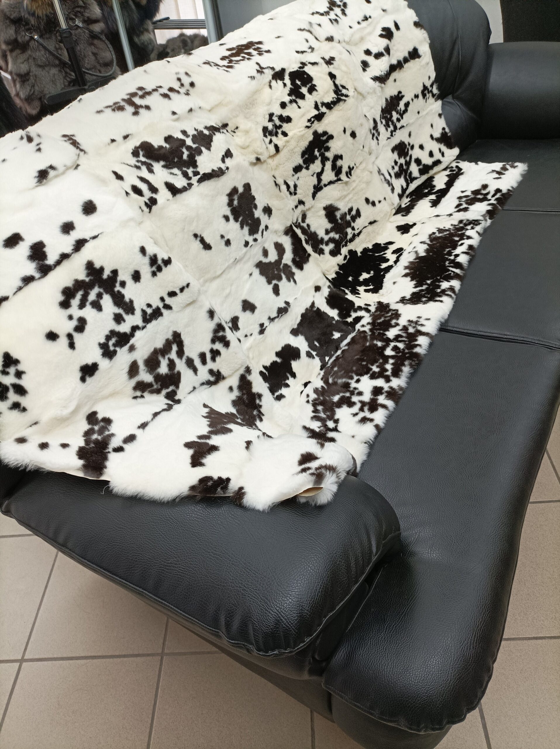 Real Rex rabbit fur blanket throw, natural color, Home warmer - Image 2
