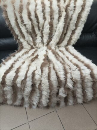 Real Finn raccoon and rex rabbit fur blanket, throw multicolor, Home warmer