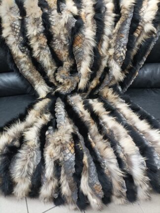 Real Finn raccoon and rex rabbit fur blanket, throw multicolor, Home warmer