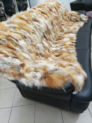 Real Canadian Fox fur blanket throw natural color, Home warmer