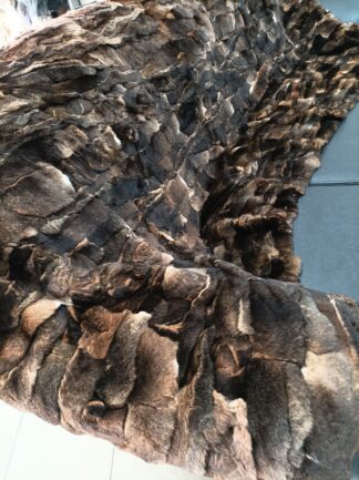Real Orilak-Rex rabbit fur blanket throw, natural brown color, Home warmer