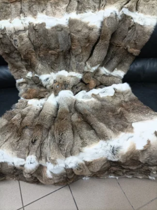Real Rabbit fur blanket throw, natural color, Home warmer