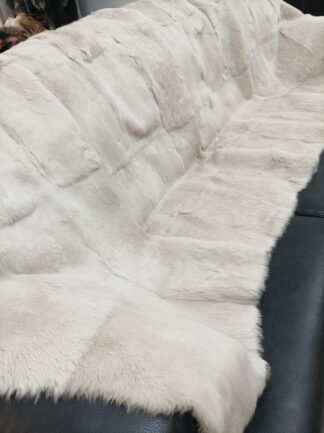 Real Rabbit fur blanket throw , beige color, Home warmer, sofa cover