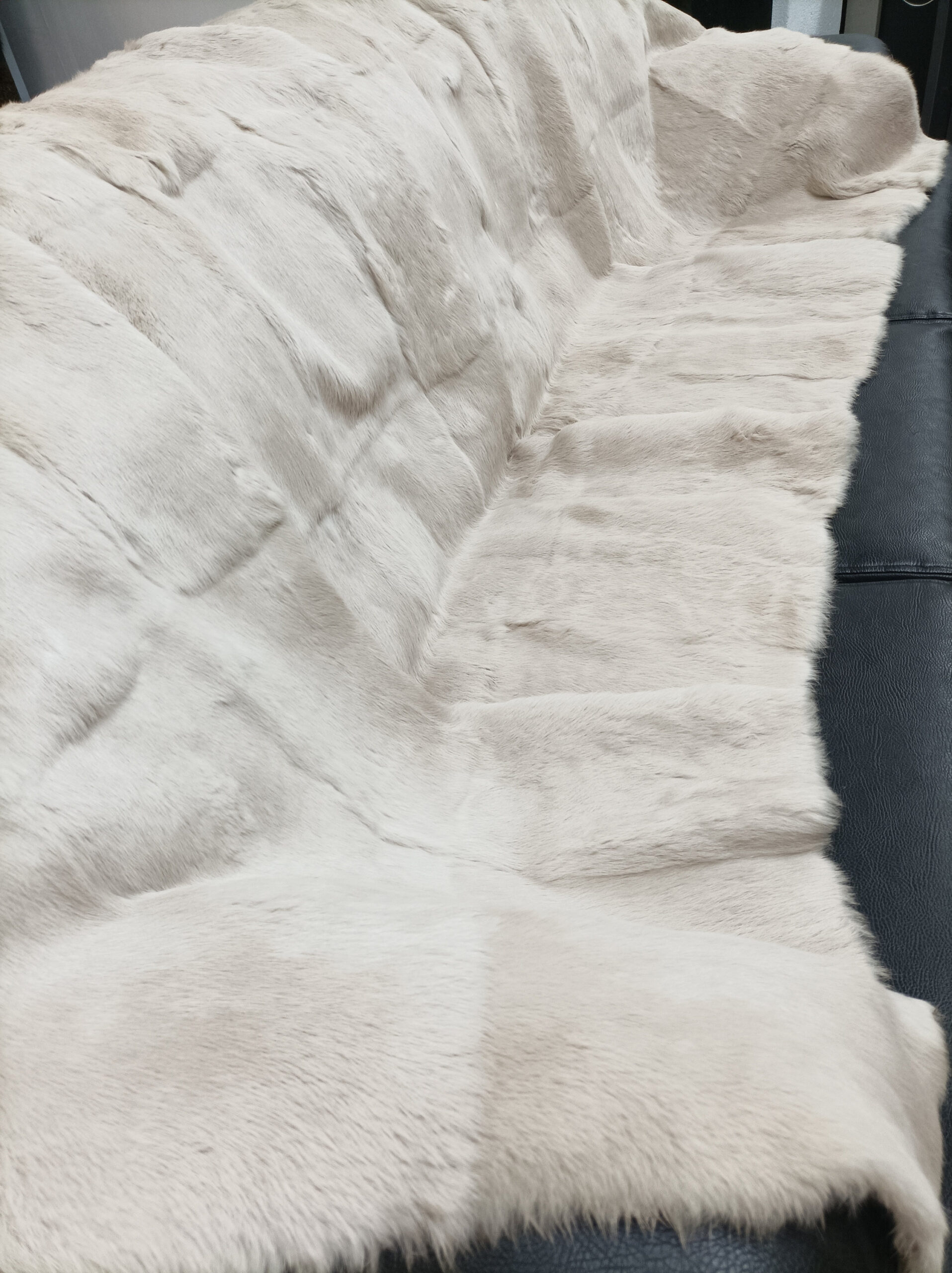 Real Rabbit fur blanket throw , beige color, Home warmer, sofa cover - Image 2