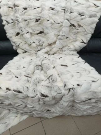 Real Orilak-Rex Rabbit Fur Blanket: Natural Color Throw