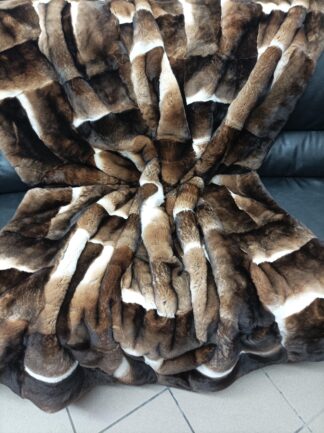 Real Rex Rabbit Fur Blanket: Natural Brown Home Throw