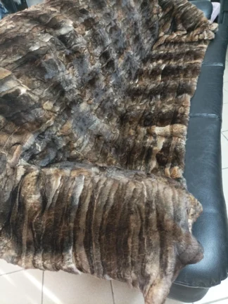 Real Rex Rabbit Fur Blanket: Natural Color Home Throw