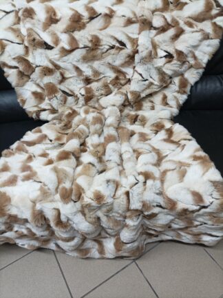 Real Rex Rabbit Fur Blanket: Natural Color Home Throw