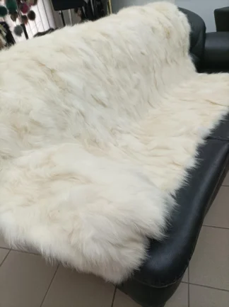 Real Finn Raccoon Fur Blanket: Ecru Home Throw