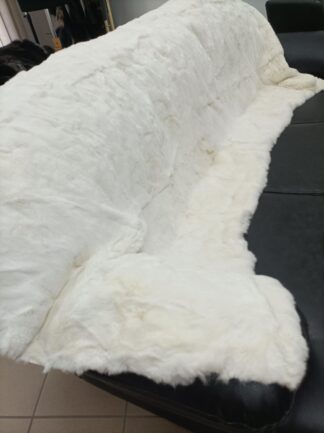 Real Rex Rabbit fur blanket throw, ecru color, Home warmer