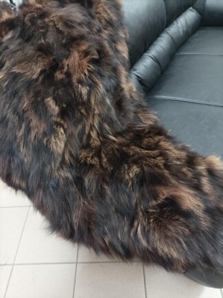 Real Fox fur blanket throw, brown color, Home warmer