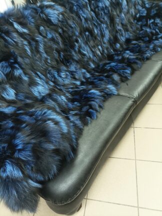Real Fox Fur Blanket: Fluffy Blue Home Throw
