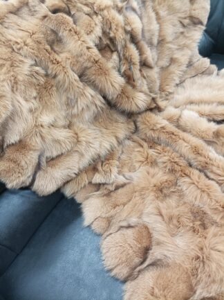 Real Fox Fur Blanket Throw: Camel Color Home Warmer