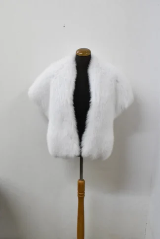 Women's Real fur white Fox etol bolero shawl natural color, Evening wear