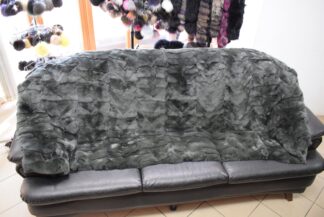 Real Rex rabbit fur blanket throw green color, Home warmer