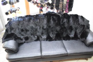 Real Fox fur blanket throw black color, Home warmer