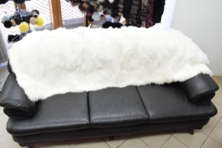 Real Fox fur blanket throw white color, Home warmer