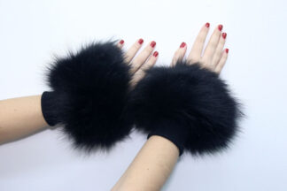 Real Fur Black Finn Raccoon cuffs with elastic on top/ Winter accessories