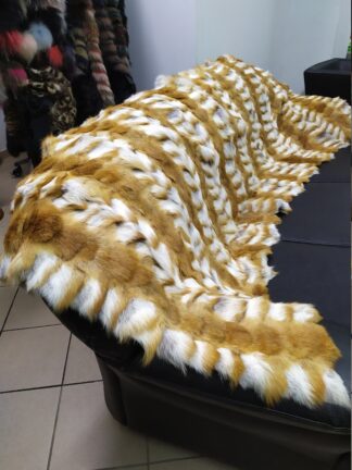 Real Fox fur blanket throw natural color, Home warmer