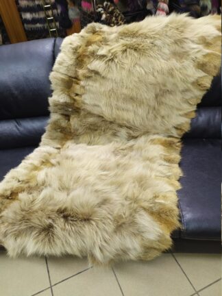 Real Coyote fur blanket throw haki color, Home warmer