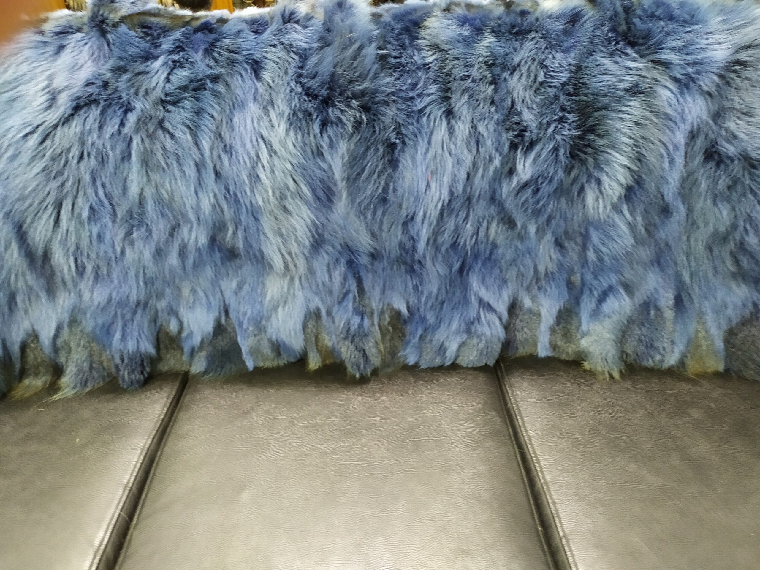 Real Coyote fur blanket throw cyan color, Home warmer - Image 3