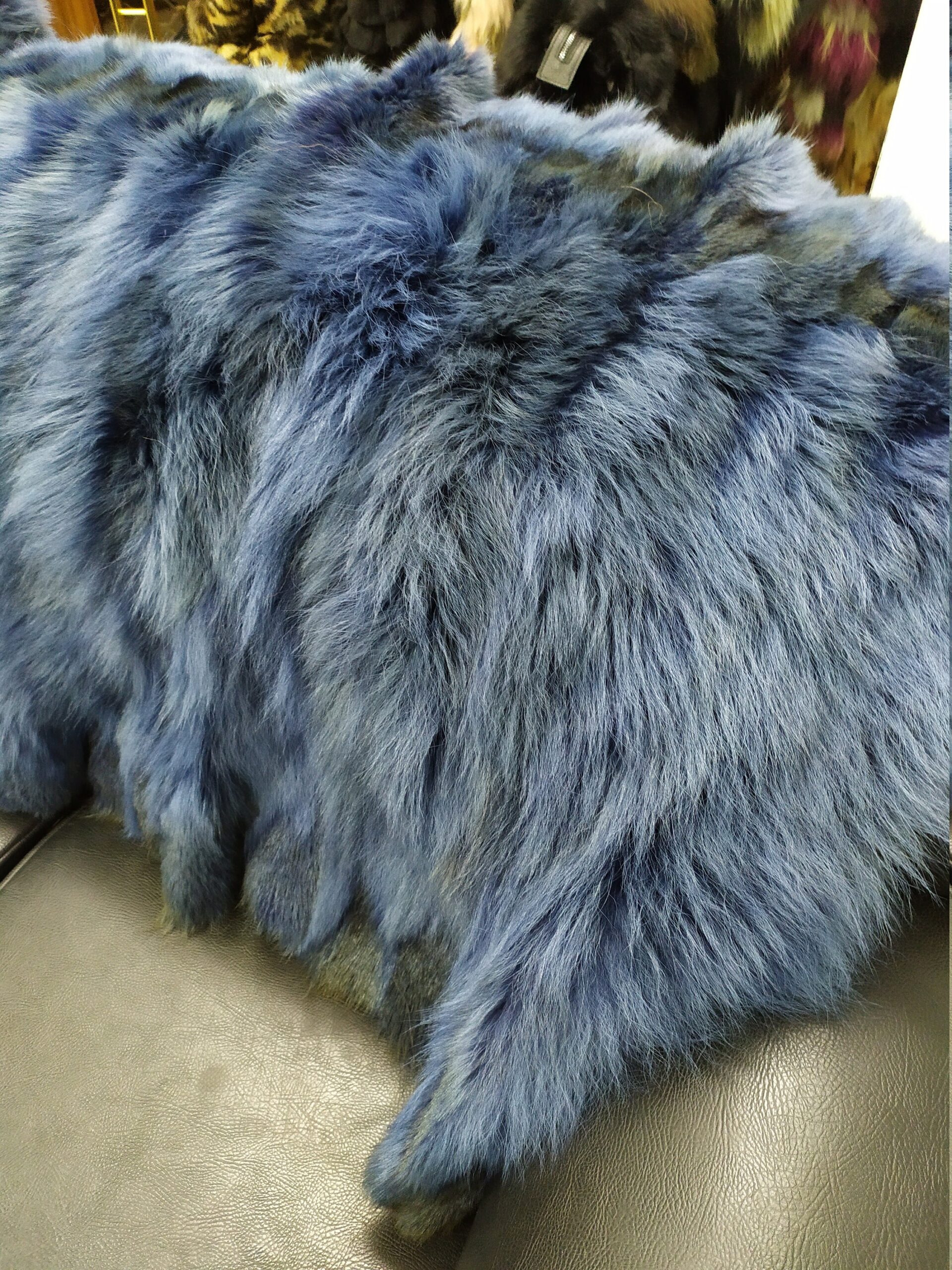 Real Coyote fur blanket throw cyan color, Home warmer - Image 4