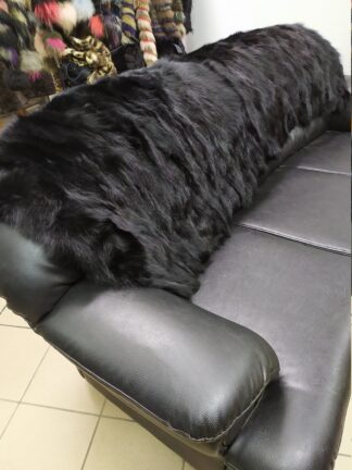Real Coyote fur blanket throw black color, Home warmer
