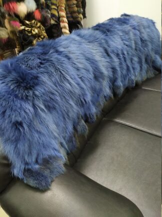 Real Coyote fur blanket throw cyan color, Home warmer