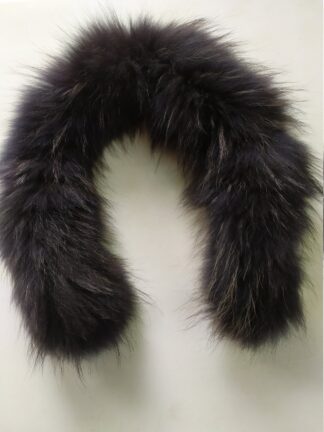 Dark Gray Fox Fur Hood Trim: Sew-On Collar Scarf (73cm)