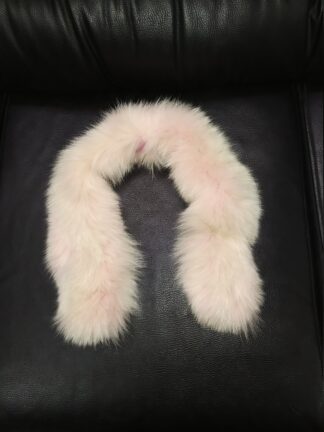 Light Pink Fox Fur Hood Trim: Natural Fluffy Coat Accessory