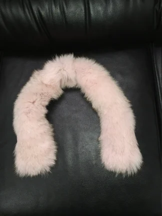 Light Pink Fox Fur Trim: Hood Accessory, Natural Fluffy Fur (73cm/79cm)