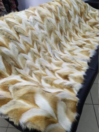 Real Coyote fur blanket throw Natural color, Home warmer