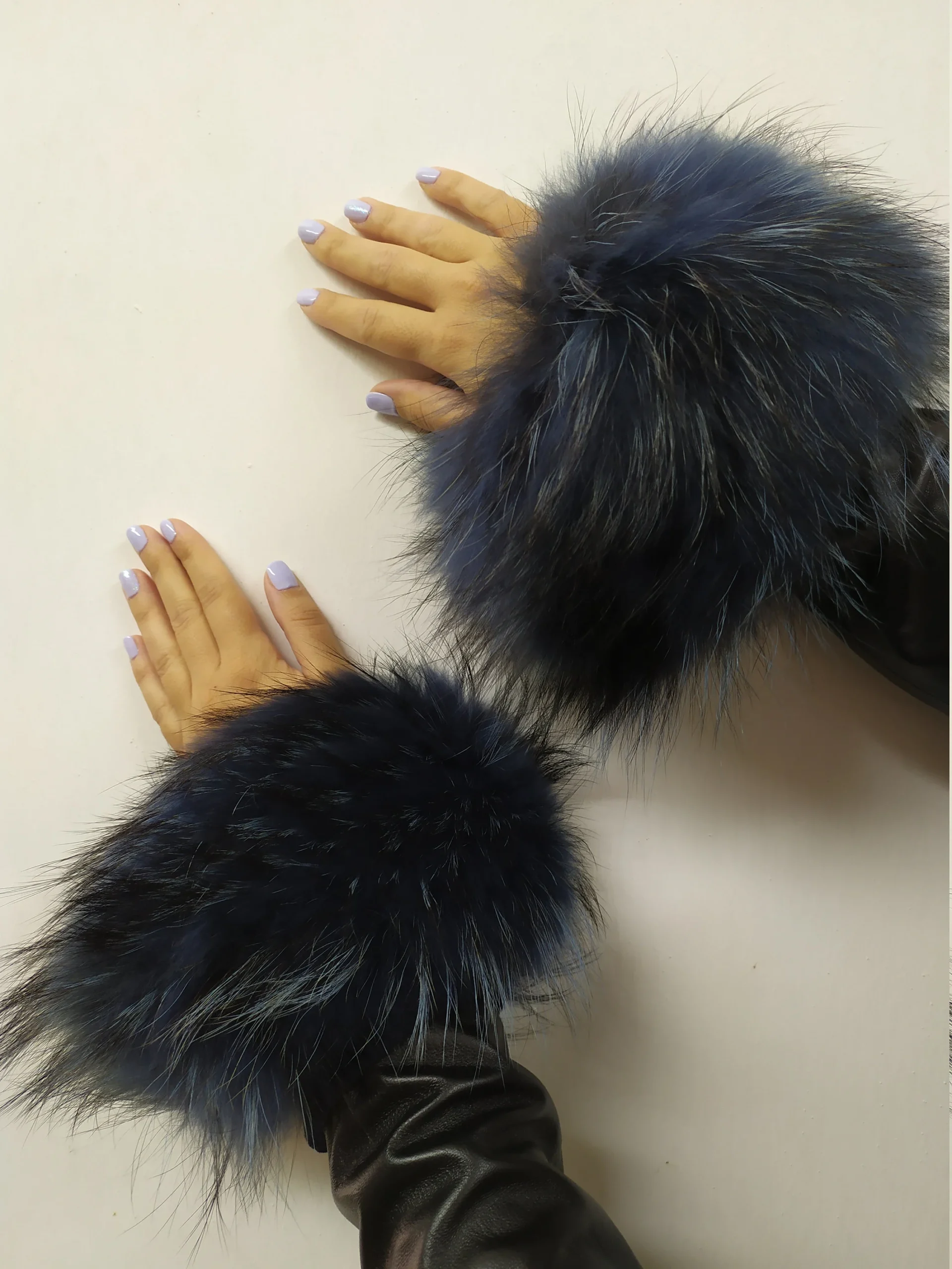 Real Fur Blue Finn Raccoon cuffs with elastic on top/ Winter accessories - Image 3