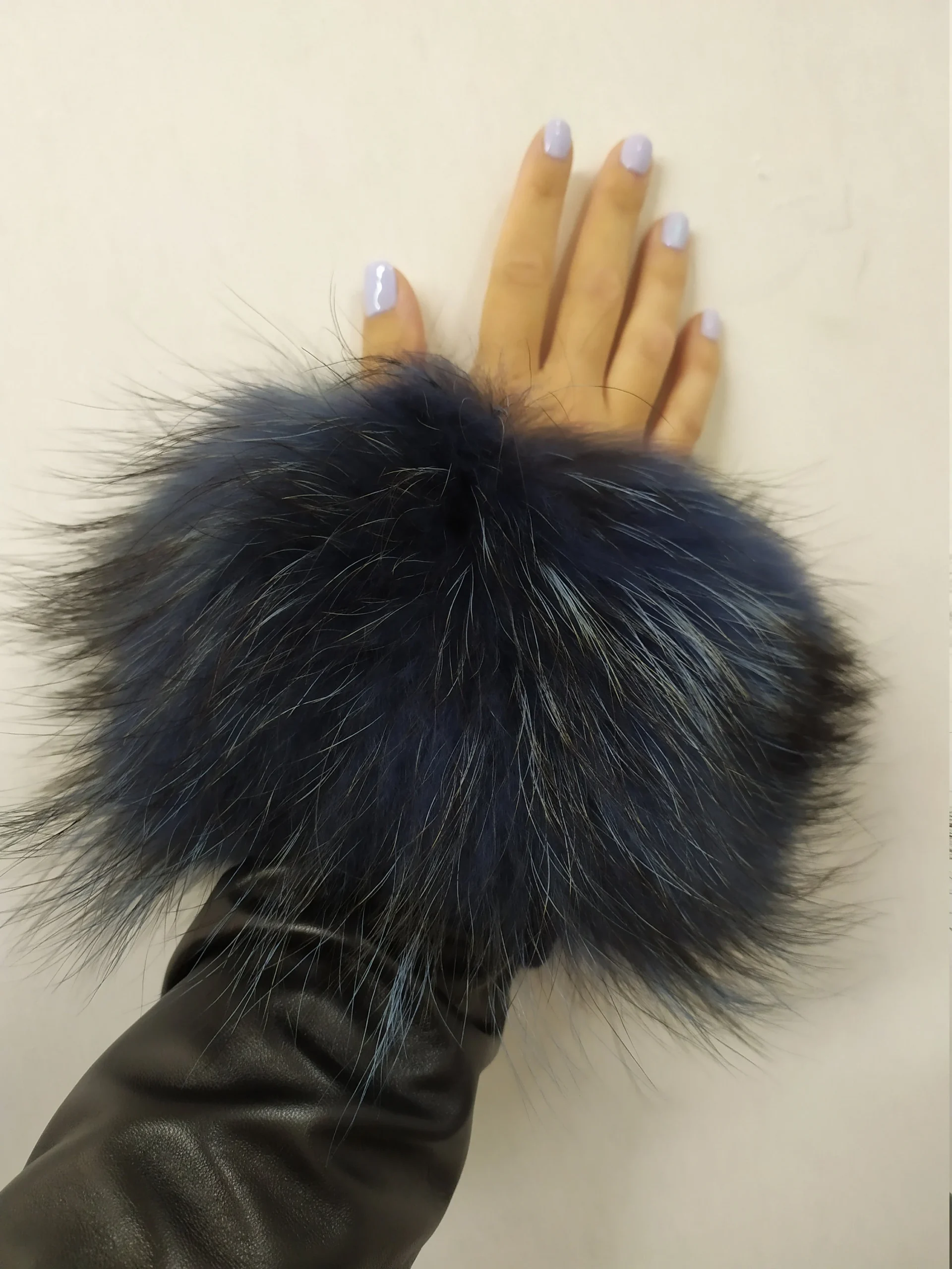Real Fur Blue Finn Raccoon cuffs with elastic on top/ Winter accessories - Image 4