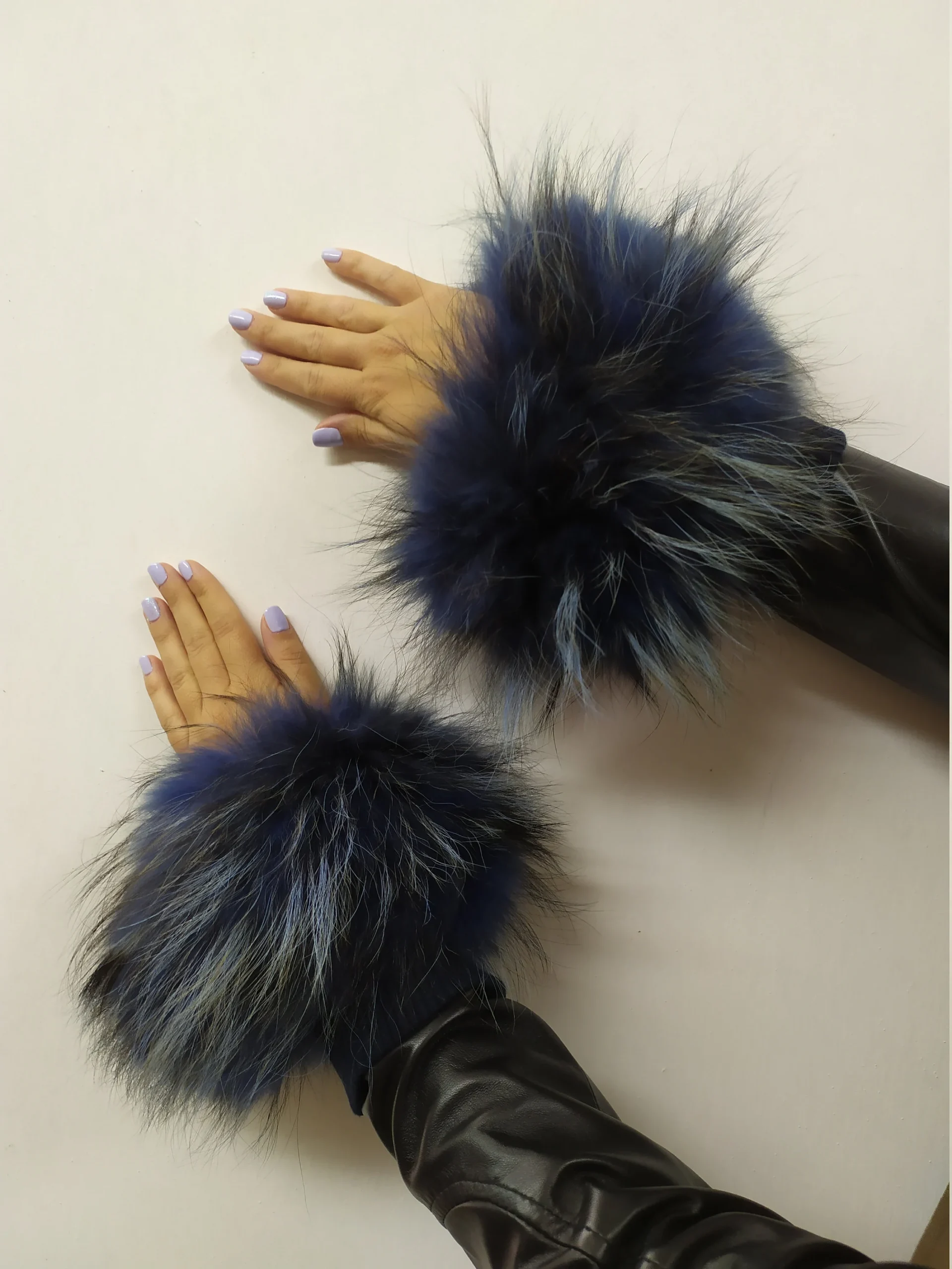 Real Fur Blue Finn Raccoon cuffs with elastic on top/ Winter accessories - Image 7
