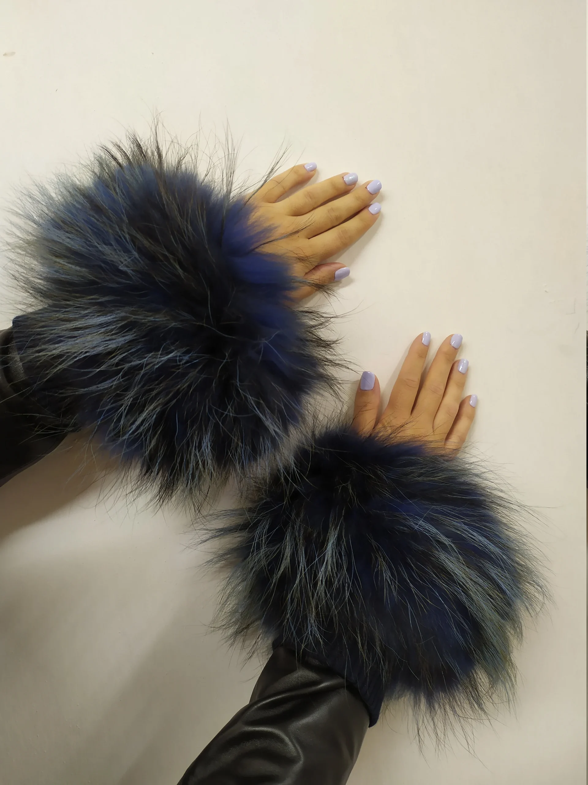 Real Fur Blue Finn Raccoon cuffs with elastic on top/ Winter accessories - Image 2