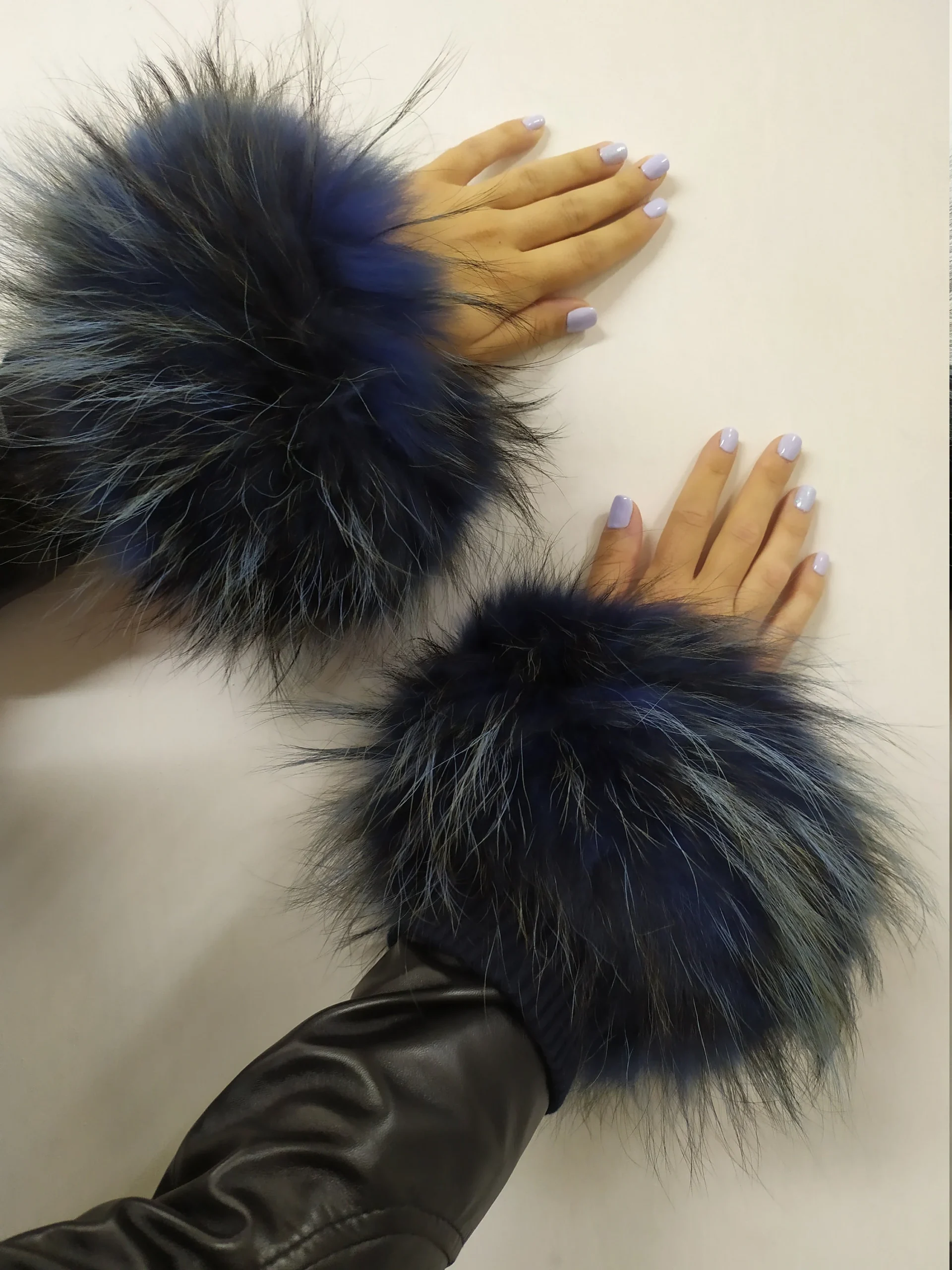Real Fur Blue Finn Raccoon cuffs with elastic on top/ Winter accessories - Image 4