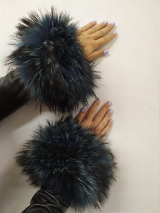 Real Fur Blue Finn Raccoon cuffs with elastic on top/ Winter accessories