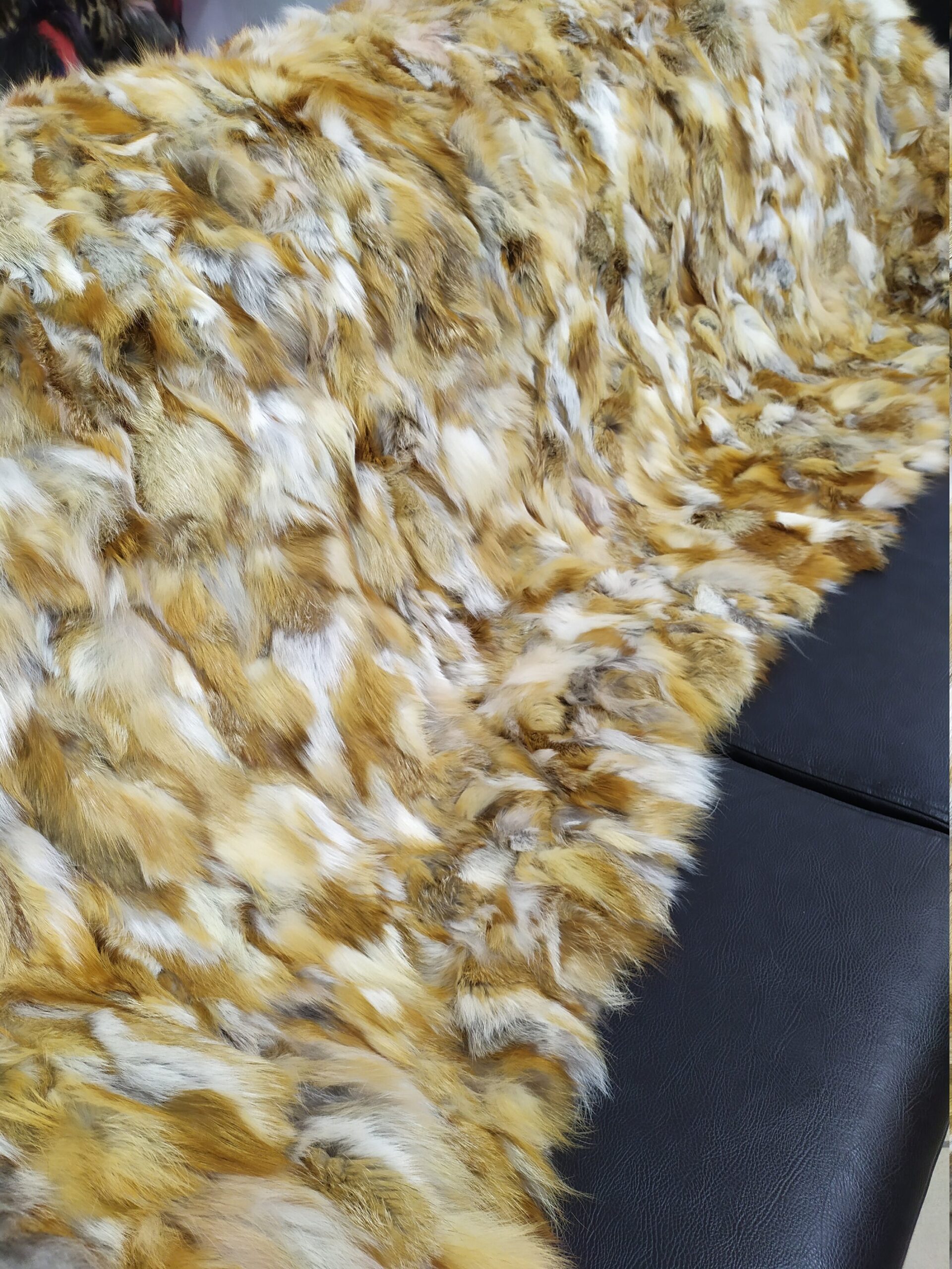 Real Canadian Fox fur blanket throw natural color, Home warmer