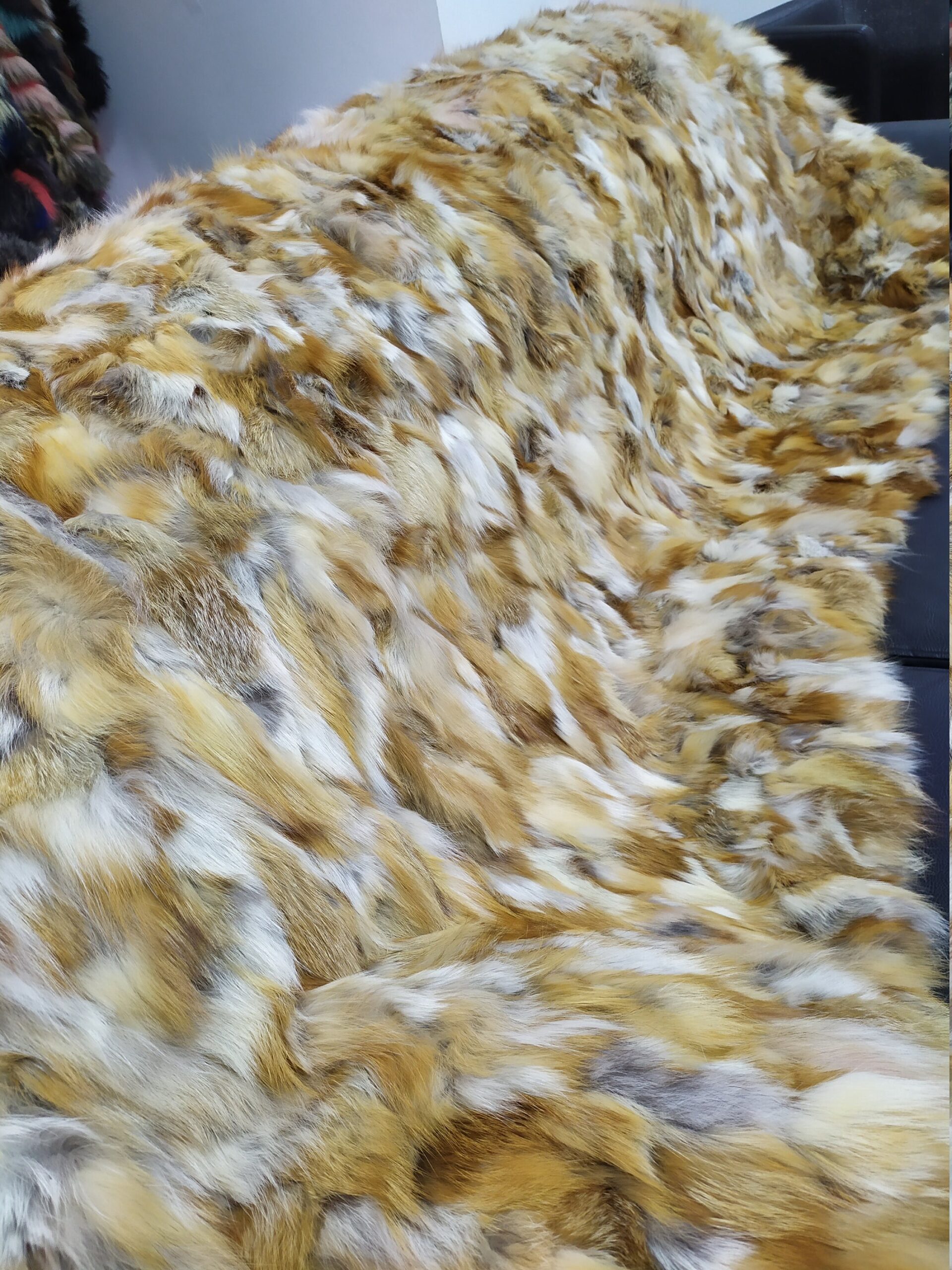 Real Canadian Fox fur blanket throw natural color, Home warmer - Image 2