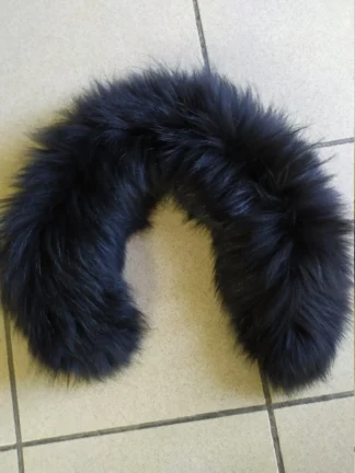 Black Finn Raccoon Fur Hood Trim: Sew-On Collar Scarf (73cm)