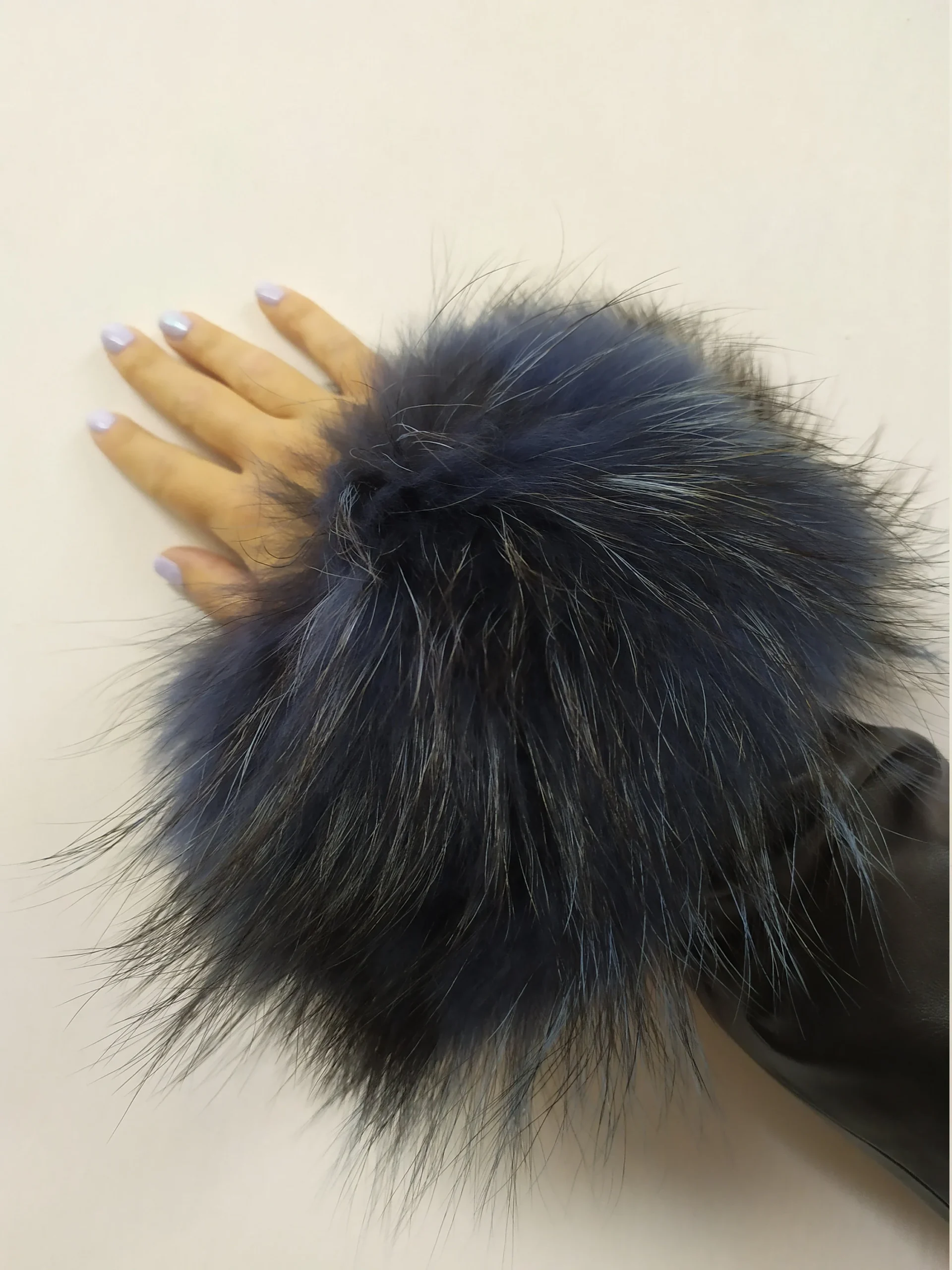 Real Fur Blue Finn Raccoon cuffs with elastic on top/ Winter accessories - Image 2