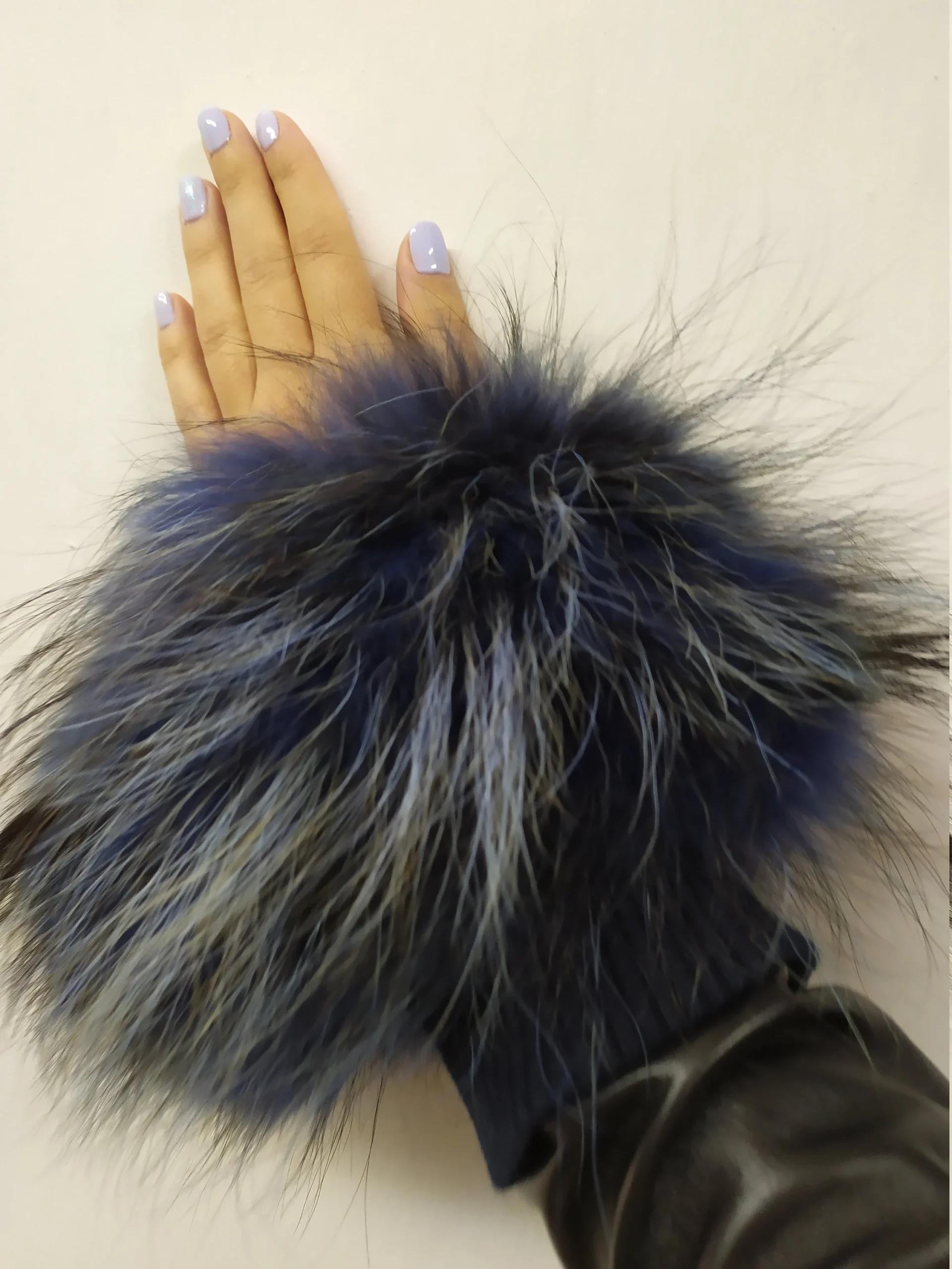 Real Fur Blue Finn Raccoon cuffs with elastic on top/ Winter accessories - Image 5