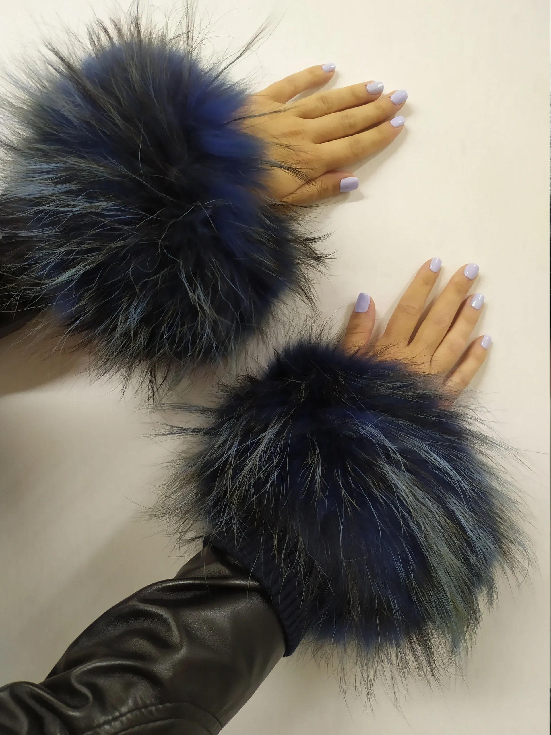 Real Fur Blue Finn Raccoon cuffs with elastic on top/ Winter accessories - Image 6