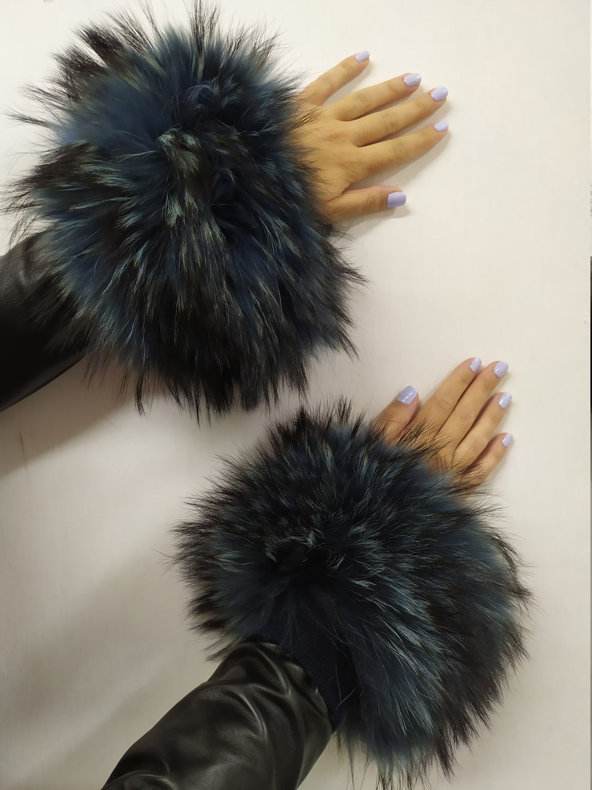 Real Fur Blue Finn Raccoon cuffs with elastic on top/ Winter accessories - Image 4