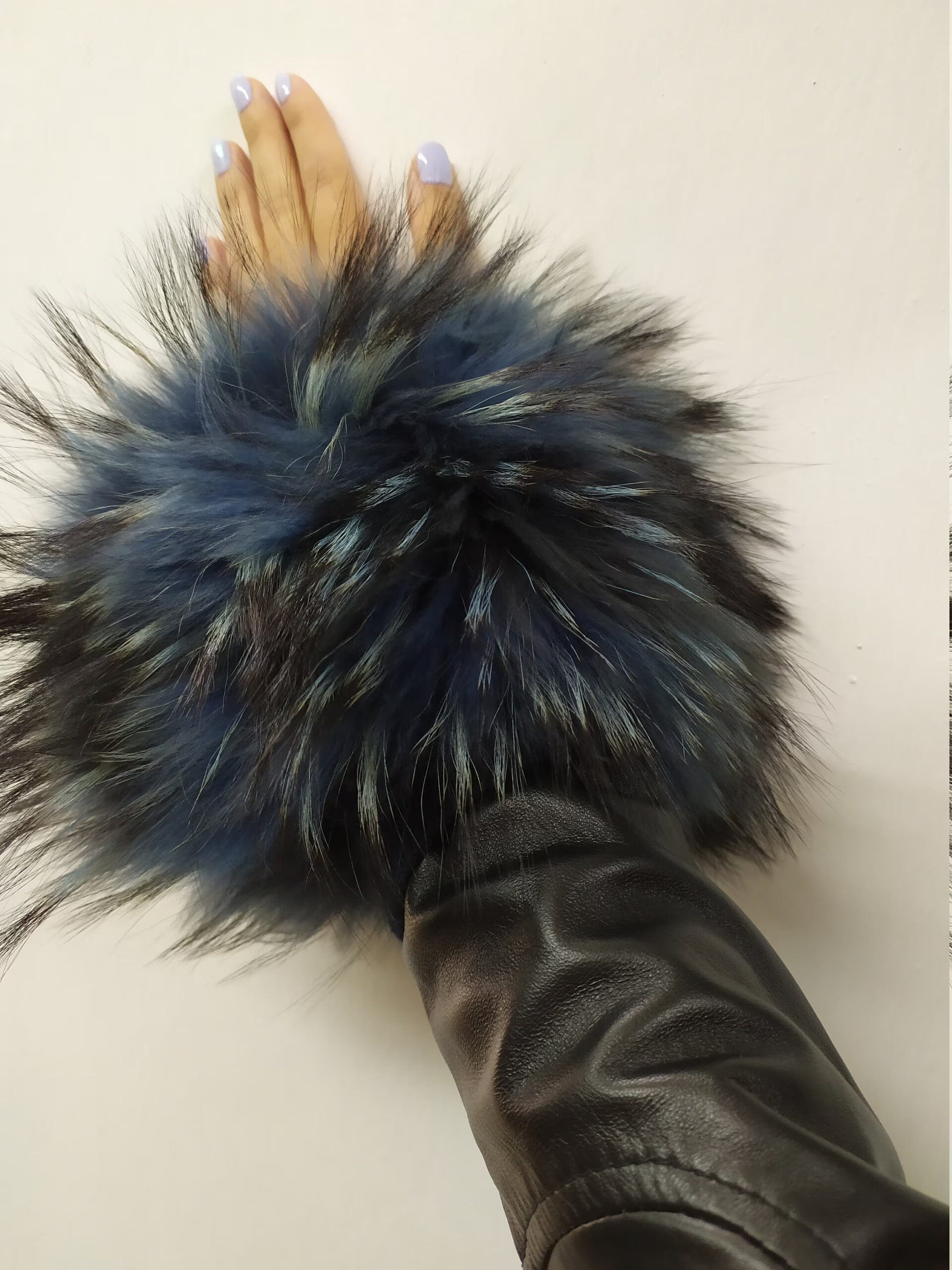 Real Fur Blue Finn Raccoon cuffs with elastic on top/ Winter accessories - Image 2